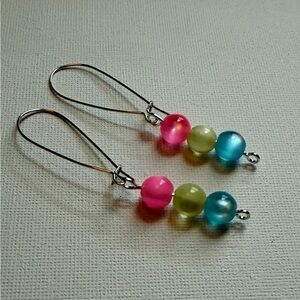 LGBTQ+ Pansexual Flag Glass Bead Drop Earrings